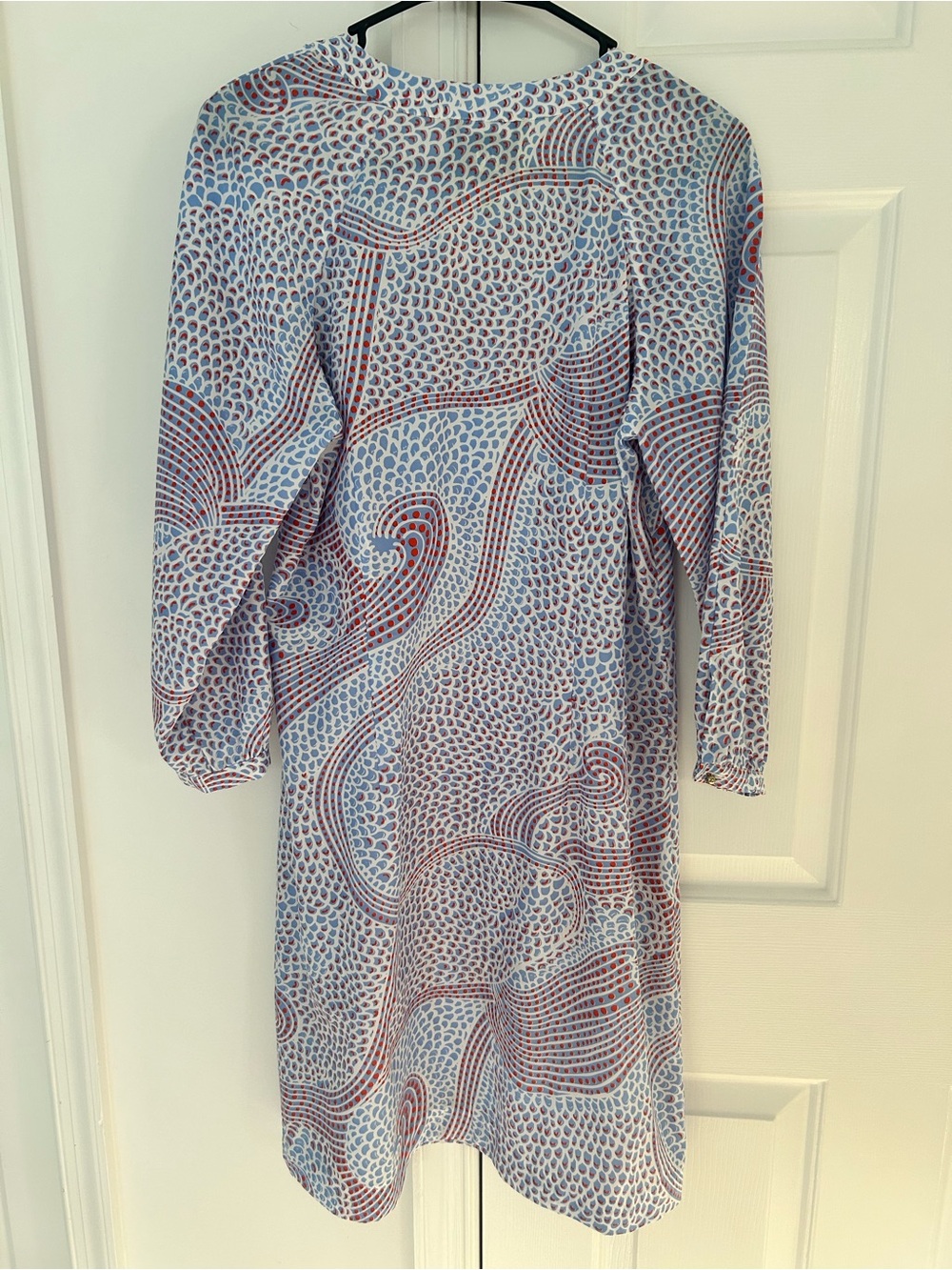 Elizabeth McKay Blue & Red Patterned Long-Sleeve Dress - Picture 2 of 4